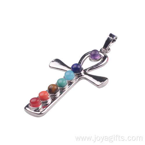 Healing 7 Chakra Beads Cross Meditation Yoga Pendant Fit Neacklace